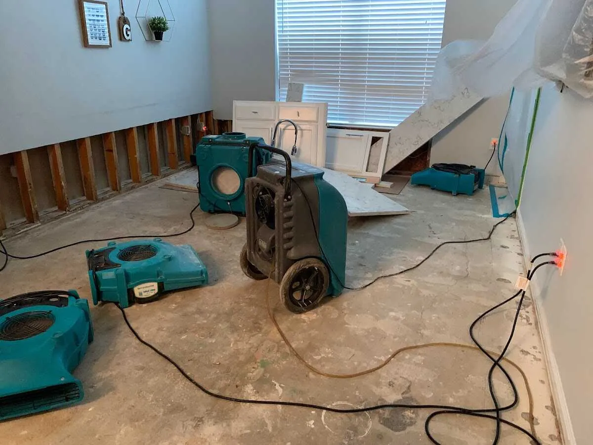 Dehumidifier in flood-cut room for Water Damage Restoration in Gatesville